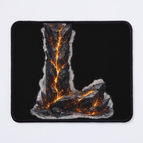 Item preview, Letter L Lava Rock Fire Cracked Stone Dark Monogram Gift designed and sold by irfanshikh.
