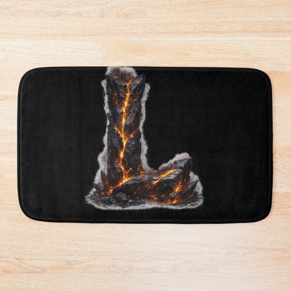 Item preview, Letter L Lava Rock Fire Cracked Stone Dark Monogram Gift designed and sold by irfanshikh.