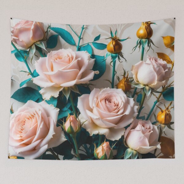 Item preview, Soft Pink Roses with Teal and Gold designed and sold by IntelliMindDesigns.