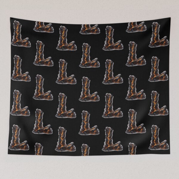 Item preview, Letter L Lava Rock Fire Cracked Stone Dark Monogram Gift designed and sold by irfanshikh.