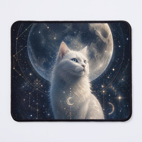 Item preview, Celestial Majesty – White Milkyway Cat and Full Moon designed and sold by UmSkelig834.
