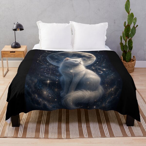 Item preview, Celestial Majesty – White Milkyway Cat and Full Moon designed and sold by UmSkelig834.