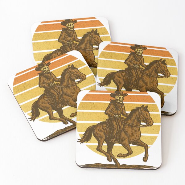 Item preview, Skeleton Cowboy Riding Horse Retro Sunset Vintage Western T-Shirt designed and sold by Five Reasons Designs.