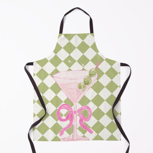 Item preview, Coquette Pink Martini Glass with Bow on Sage Green Checkered designed and sold by samahl_l.