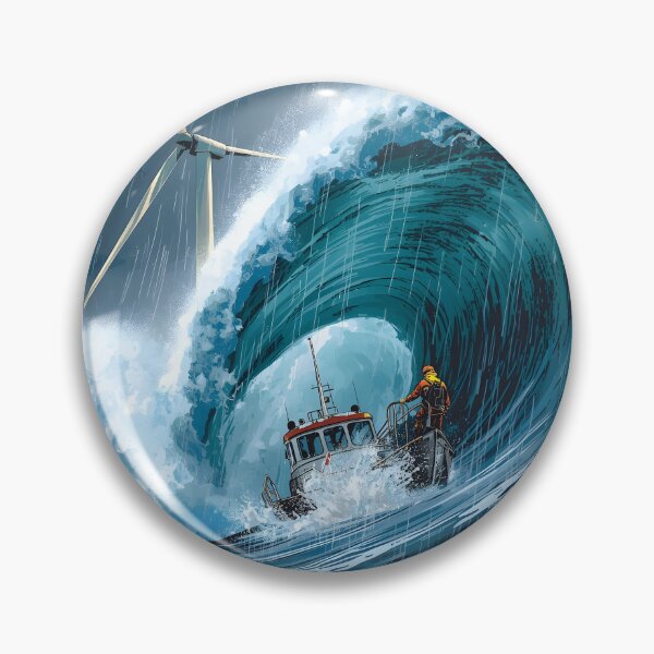 Item preview, Caught in the Storm: Tugboat and Wind Turbine Art designed and sold by MarineIndustry.