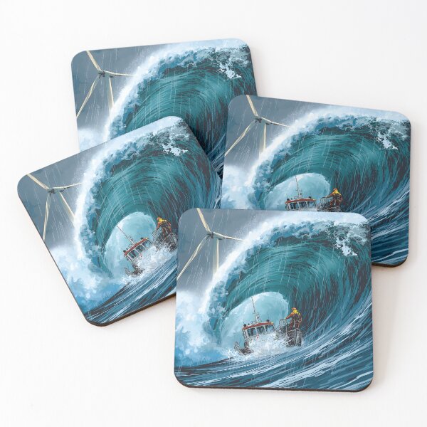 Item preview, Caught in the Storm: Tugboat and Wind Turbine Art designed and sold by MarineIndustry.