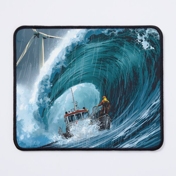 Item preview, Caught in the Storm: Tugboat and Wind Turbine Art designed and sold by MarineIndustry.