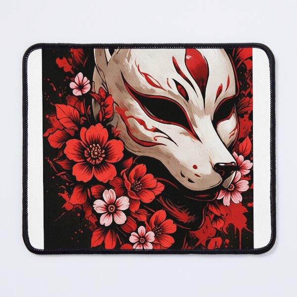 Item preview, Japanese Kitsune Fox Mask Cherry Blossom Tattoo Art designed and sold by brkydesign.