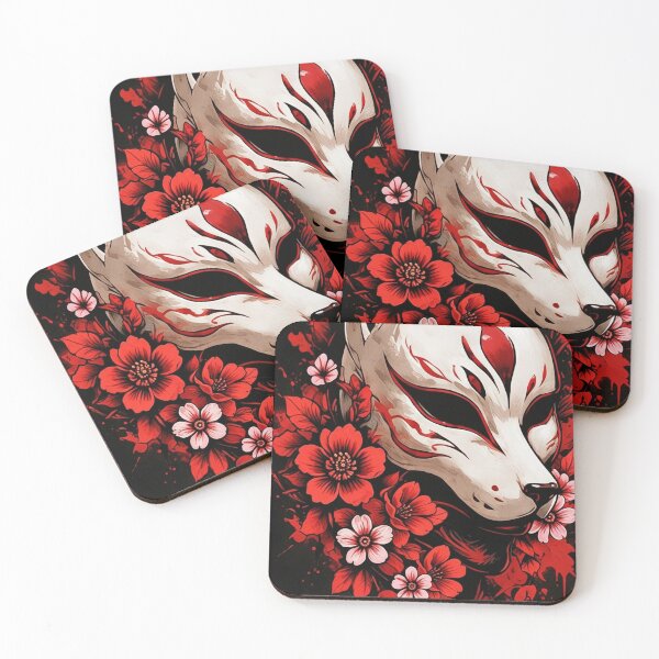 Item preview, Japanese Kitsune Fox Mask Cherry Blossom Tattoo Art designed and sold by brkydesign.