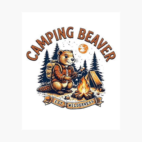 Item preview, Cozy Campfire Beaver designed and sold by Uniqueauraaprints.