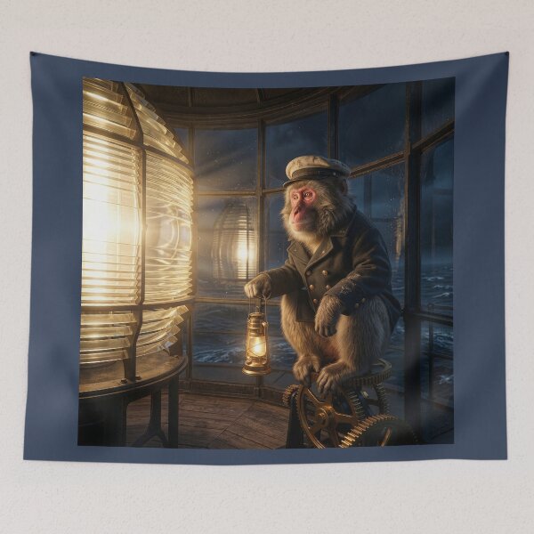 Item preview, Japanese Macaque Is Diligent Lighthouse Keeper designed and sold by Tridentulus.