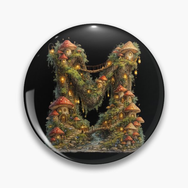 Item preview, Letter M Mushroom Village Fairy Cottagecore Monogram Gift designed and sold by irfanshikh.