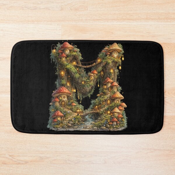 Item preview, Letter M Mushroom Village Fairy Cottagecore Monogram Gift designed and sold by irfanshikh.