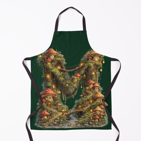 Item preview, Letter M Mushroom Village Fairy Cottagecore Monogram Gift designed and sold by irfanshikh.