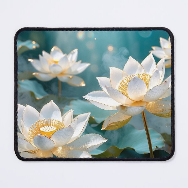Item preview, Serene White and Gold Lotus Flowers designed and sold by IntelliMindDesigns.
