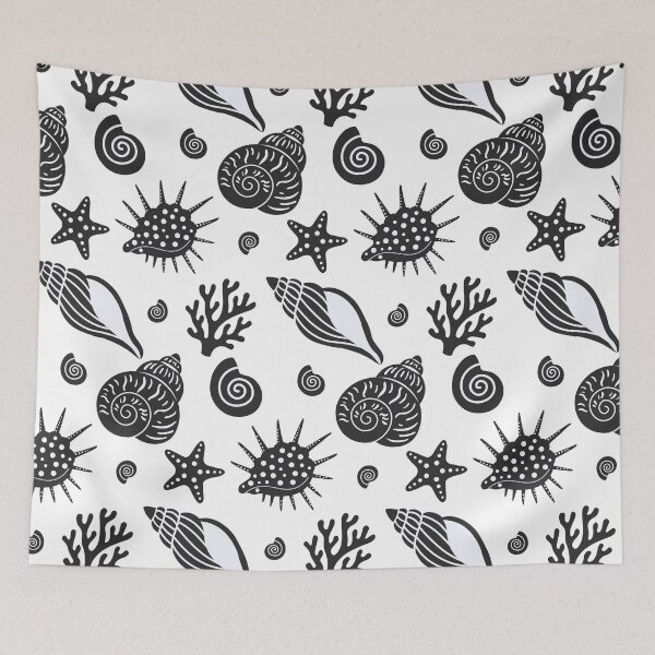 Item preview, Black and White Seashell Ocean designed and sold by BetweenForms.