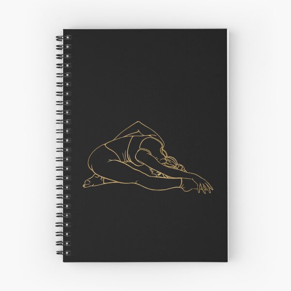 Item preview, Elegant gold line art of a girl performing a deep seated forward bend (Paschimottanasana). Minimalist print symbolizing flexibility, relaxation, and inner balance. designed and sold by Grin Katalina Floral Patterns & Cozy Art.