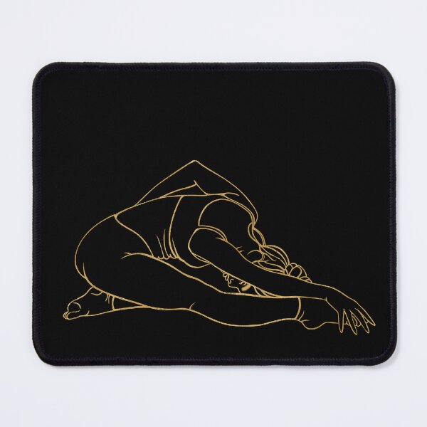 Item preview, Elegant gold line art of a girl performing a deep seated forward bend (Paschimottanasana). Minimalist print symbolizing flexibility, relaxation, and inner balance. designed and sold by Grin Katalina Floral Patterns & Cozy Art.