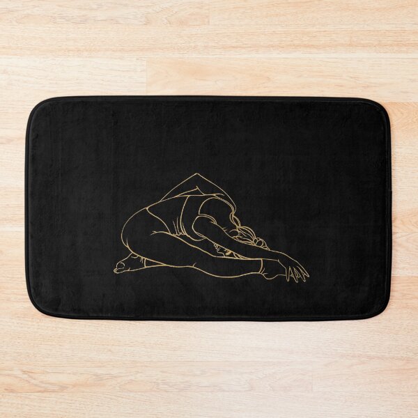 Item preview, Elegant gold line art of a girl performing a deep seated forward bend (Paschimottanasana). Minimalist print symbolizing flexibility, relaxation, and inner balance. designed and sold by Grin Katalina Floral Patterns & Cozy Art.