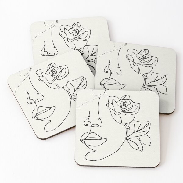Item preview, Minimalist Woman Face Line Art with Rose and Butterfly - Abstract Female Portrait designed and sold by Mora  Lisa.