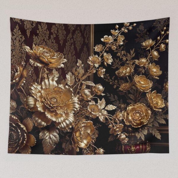 Item preview, Luxury Golden Metallic Flower Arrangement designed and sold by IntelliMindDesigns.