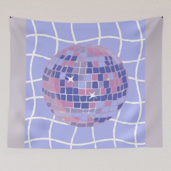 Item preview, Pastel Disco Ball Illustration on Lavender Wavy Grid designed and sold by samahl_l.