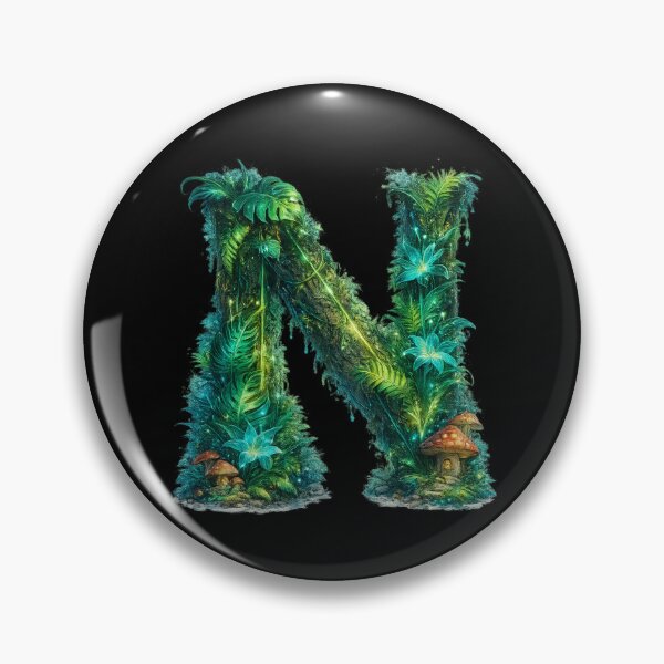 Item preview, Letter N Enchanted Jungle Mushroom Teal Flower Monogram designed and sold by irfanshikh.