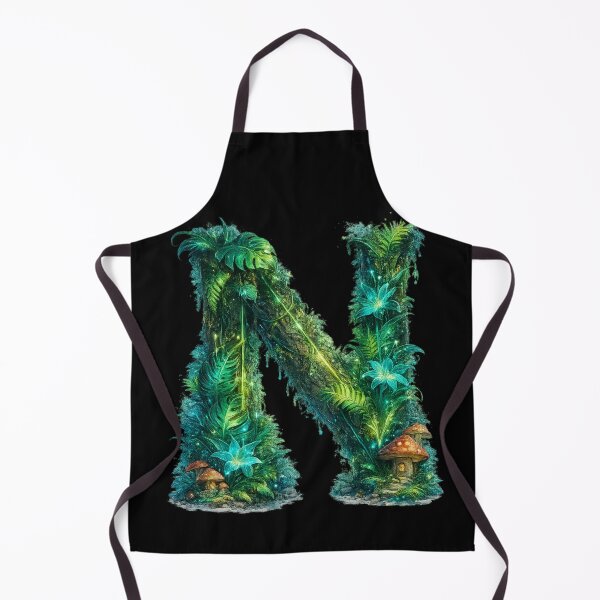 Item preview, Letter N Enchanted Jungle Mushroom Teal Flower Monogram designed and sold by irfanshikh.