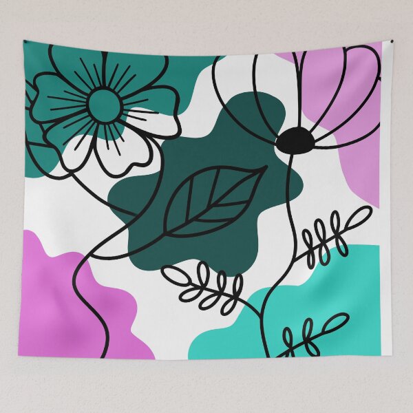 Item preview, Turquoise And Pink Boho Flower Minimalism designed and sold by Sartoris Art.