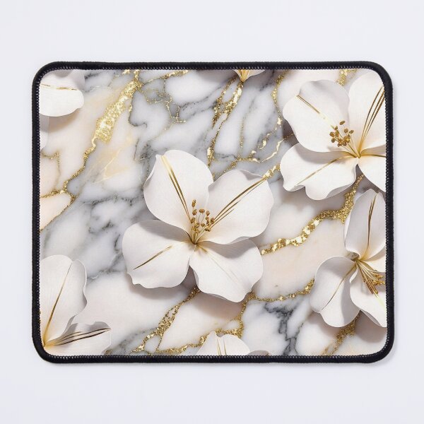 Item preview, White Flowers on Gold Marble Background designed and sold by IntelliMindDesigns.