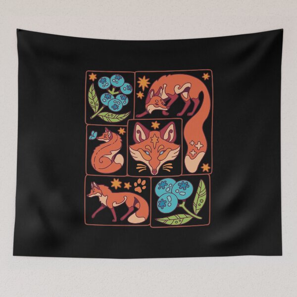 Item preview, Foxes & Blueberries designed and sold by Erika Vaigel Creations.