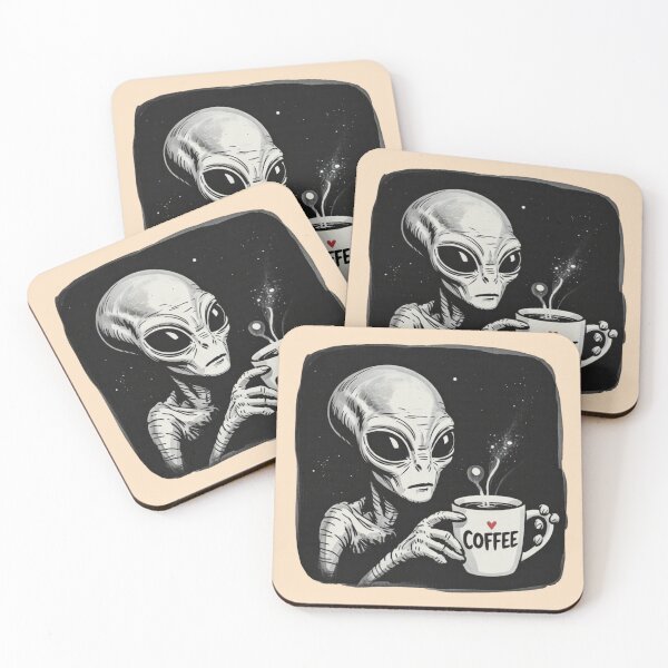 Item preview, alien drinking coffee designed and sold by 123ks.