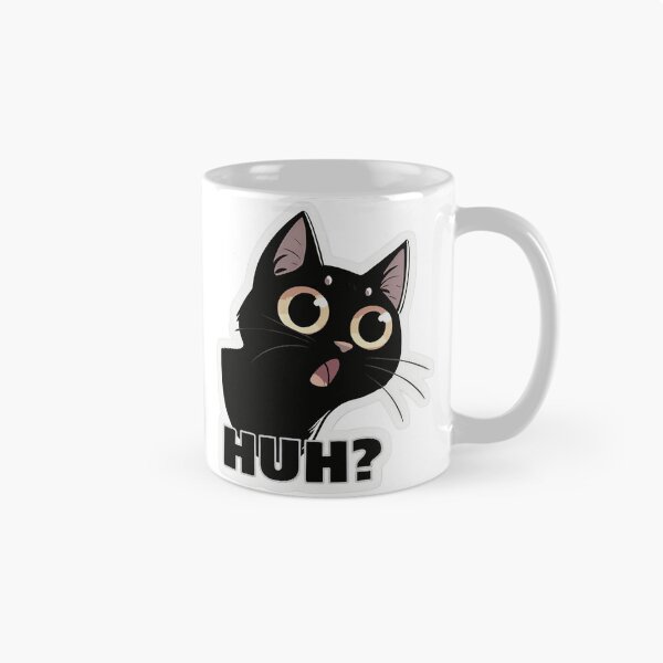 Item preview, Cute Black Cat “HUH?” Meme Sticker Design designed and sold by Aedition.