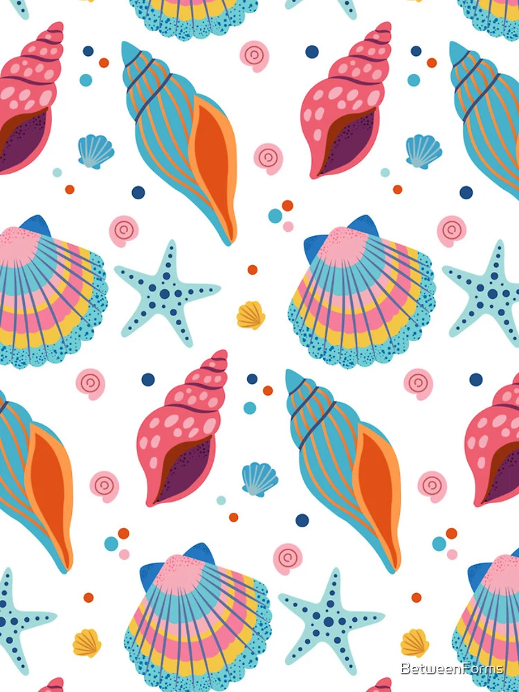 Thumbnail 4 of 4, iPhone Case, Colorful Seashell Ocean Pattern designed and sold by BetweenForms.