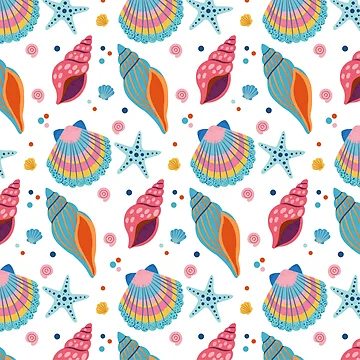 Artwork thumbnail, Colorful Seashell Ocean Pattern by BetweenForms