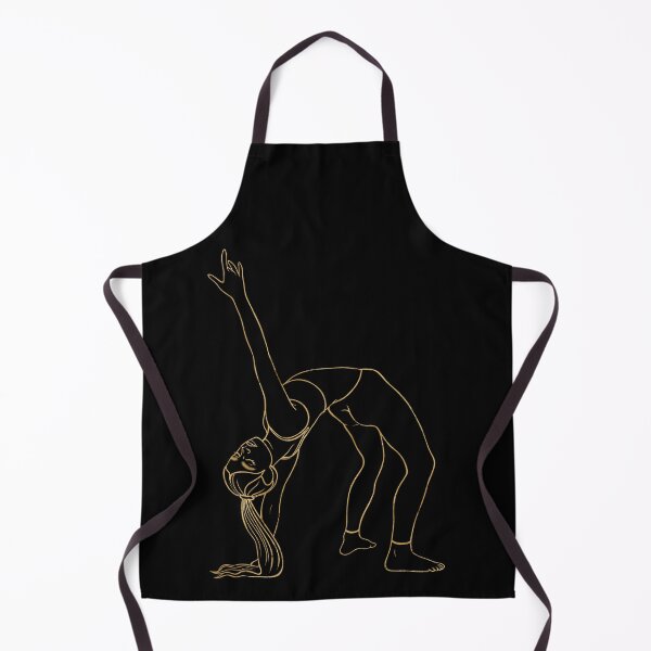 Item preview, Fine gold drawing of a girl performing a deep backbend supported on one hand. A symbol of heart-opening, energy, and dynamic balance. designed and sold by Grin Katalina Floral Patterns & Cozy Art.