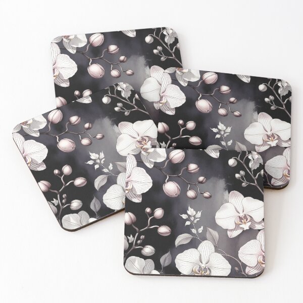 Item preview, Elegant White Orchids on Dark Background designed and sold by IntelliMindDesigns.