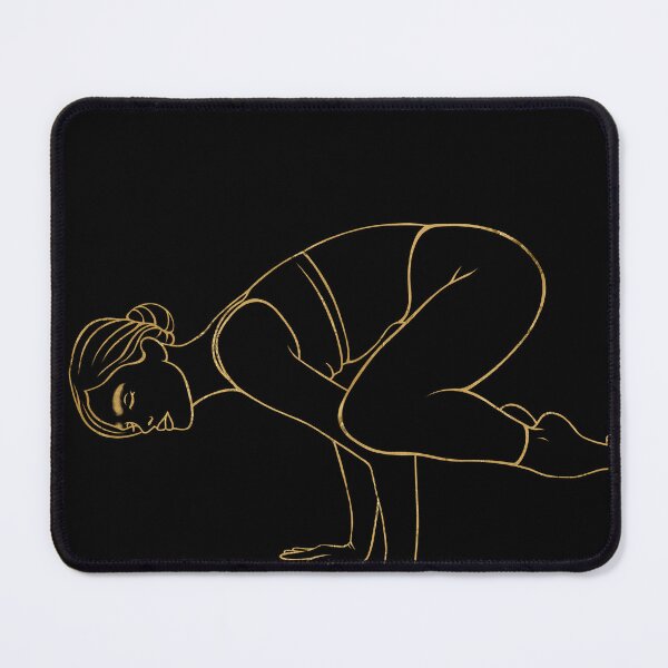 Item preview, Gold minimalist illustration of an arm balance pose (Bakasana or handstand variation). The drawing conveys incredible concentration, willpower, and body control. designed and sold by Grin Katalina Floral Patterns & Cozy Art.