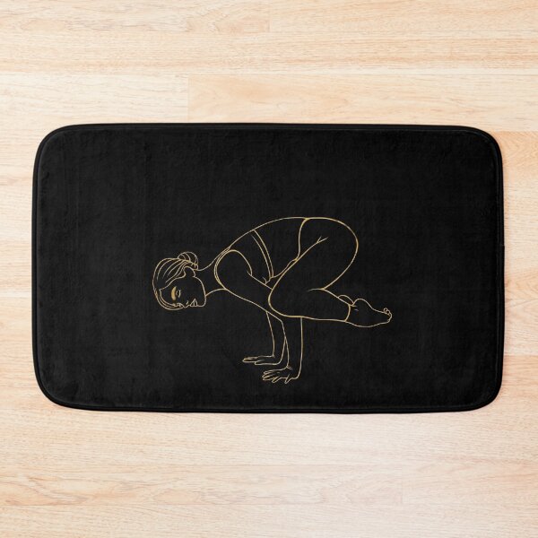 Item preview, Gold minimalist illustration of an arm balance pose (Bakasana or handstand variation). The drawing conveys incredible concentration, willpower, and body control. designed and sold by Grin Katalina Floral Patterns & Cozy Art.