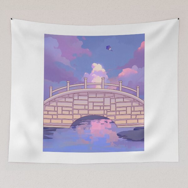 Item preview, Vintage Asian Moon Bridge Dreamy Anime Cloud Landscape designed and sold by Rehnair.