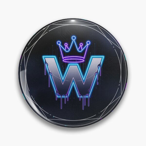 Item preview, Neon crown letter W gaming emblem cyberpunk winner esports badge chrome logo designed and sold by icemanphotos.
