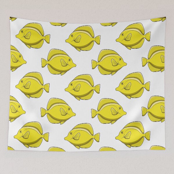Item preview, Illustration with yellow zebrasoma fish designed and sold by RizikCat.