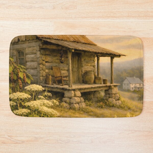 Item preview, Mountain Log Cabin at Sundown  designed and sold by TinCatOutPost.