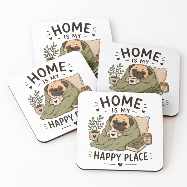 Item preview, Home Is My Happy Place Cozy Pug Design designed and sold by INVITOARTE.