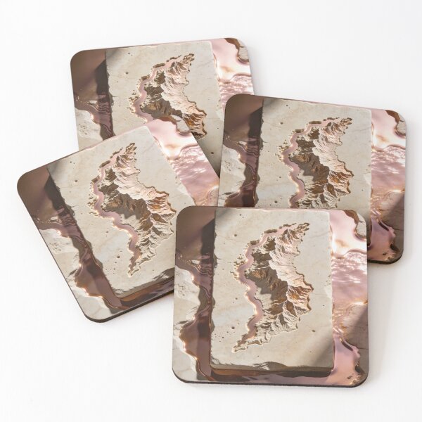 Item preview, Luxury 3D Topographic Stone & Molten Rose Gold Canyon Relief designed and sold by sana designer.