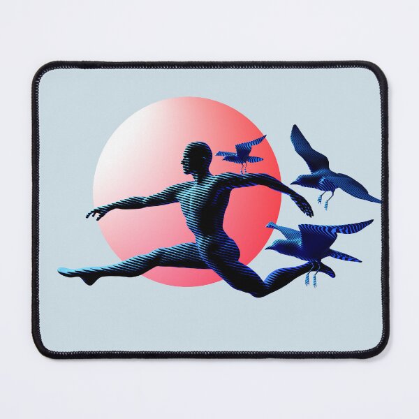 Item preview, A human figure leaping or dancing, accompanied by three birds in flight. designed and sold by Arija07.