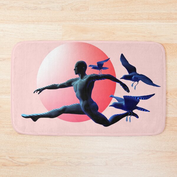 Item preview, A human figure leaping or dancing, accompanied by three birds in flight. designed and sold by Arija07.