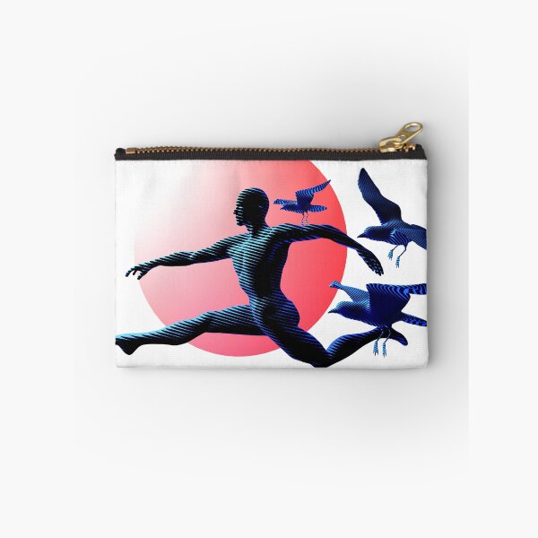 Item preview, A human figure leaping or dancing, accompanied by three birds in flight. designed and sold by Arija07.