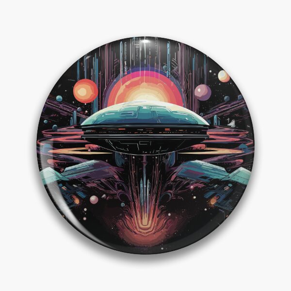 Item preview, Retro Spaceship Mothership Symmetrical Sci Fi Space Art designed and sold by NaturesRepose.