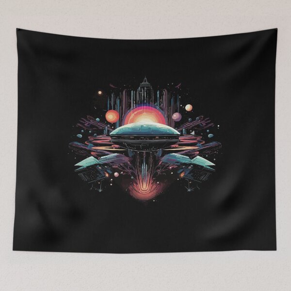 Item preview, Retro Spaceship Mothership Symmetrical Sci Fi Space Art designed and sold by NaturesRepose.
